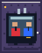 Debate na TV, personagem em pixel art