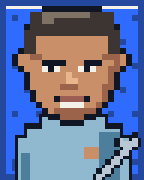 Tarcísio, personagem em pixel art
